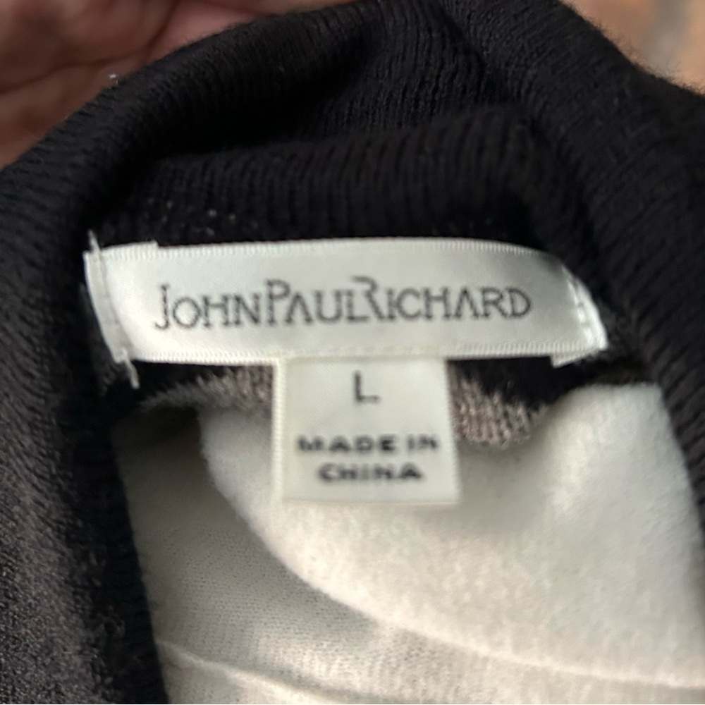 John Paul Richard Knit Cardigan Coat Black White Geometric Long Sleeve Sweater-L - Picture 7 of 9